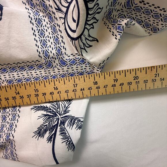 Calypso St. Barth Blue White Seashell Palm Print Cotton Dress Size S - Picture 8 of 16